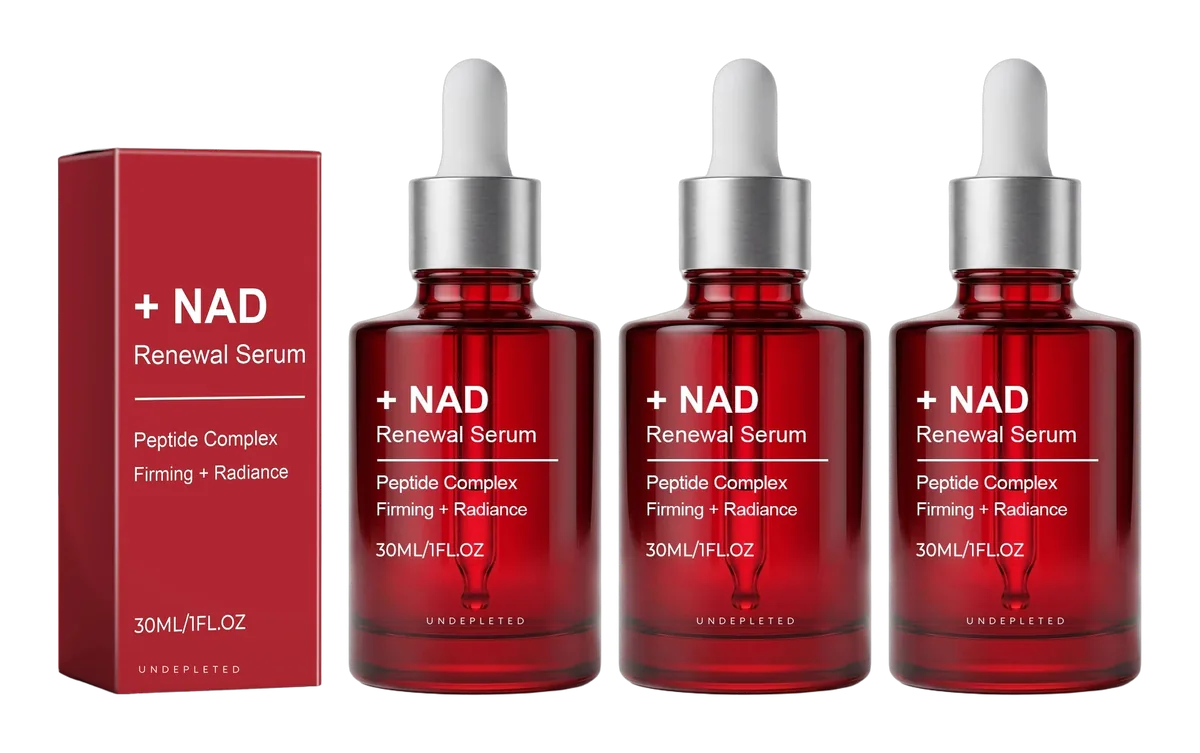 Three bottles of UNDEPLETED + NAD Renewal Serum
